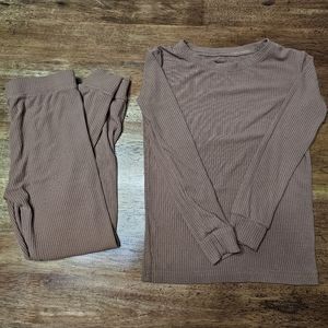 Little Sleepies Ribbed Caramel Pajamas